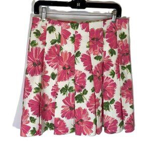 United Colors of Benetton Size 6 Floral Pleated Mini Skirt Pink White